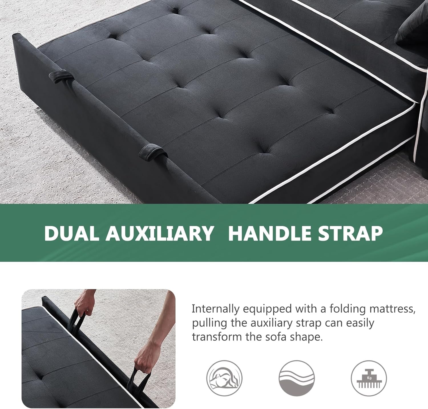Stylish 3 in 1 Convertible Sofa Bed for Relaxation