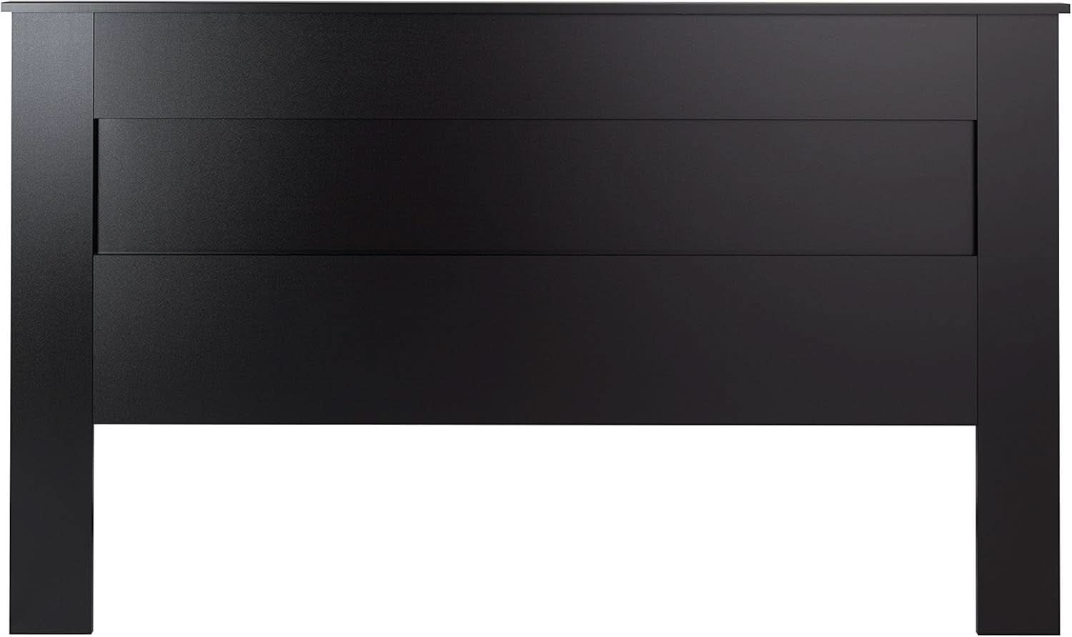 Stylish Black Wood Panel Headboard for King Beds