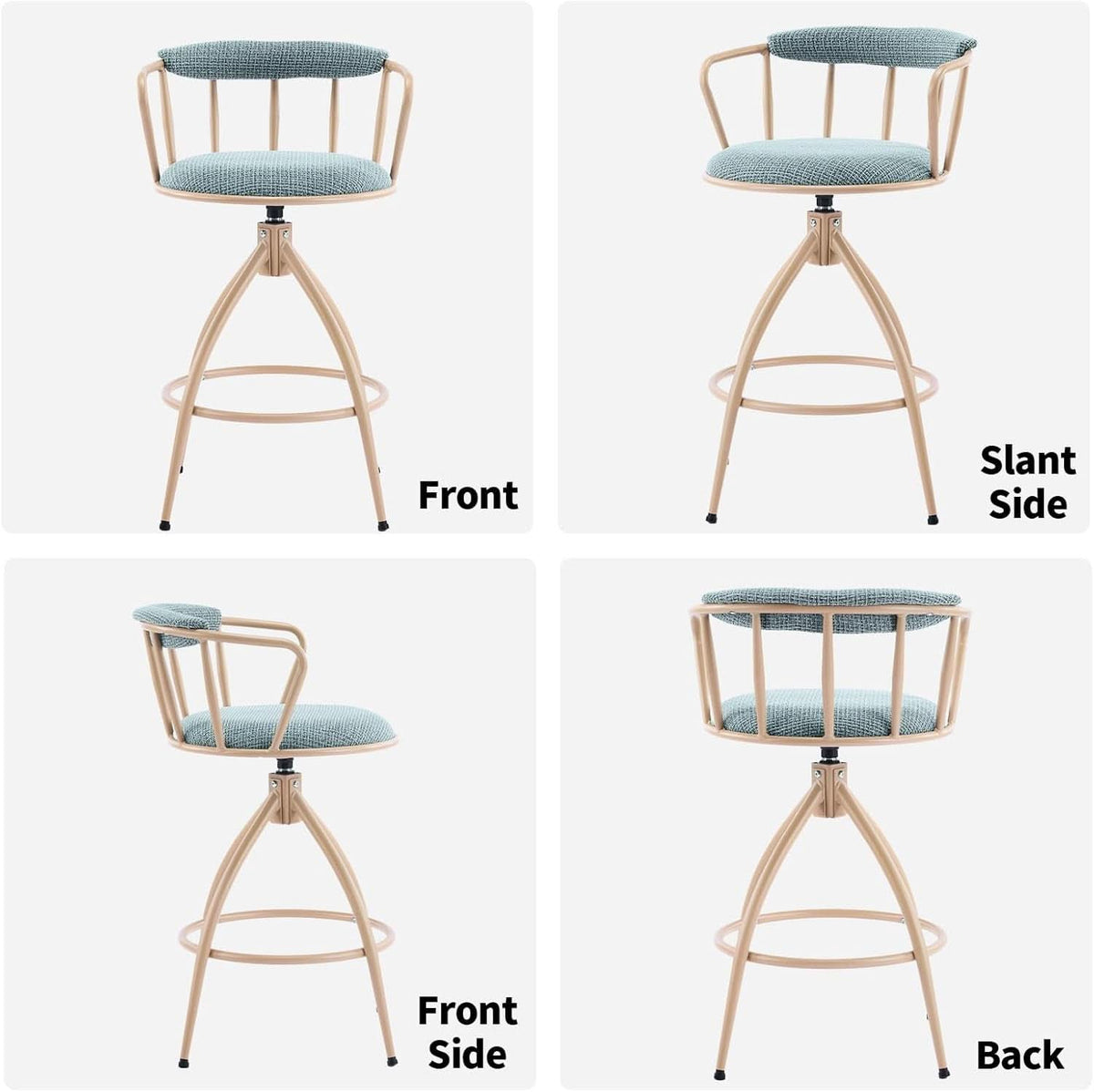 Stylish Chenille Swivel Bar Stools Set of Two