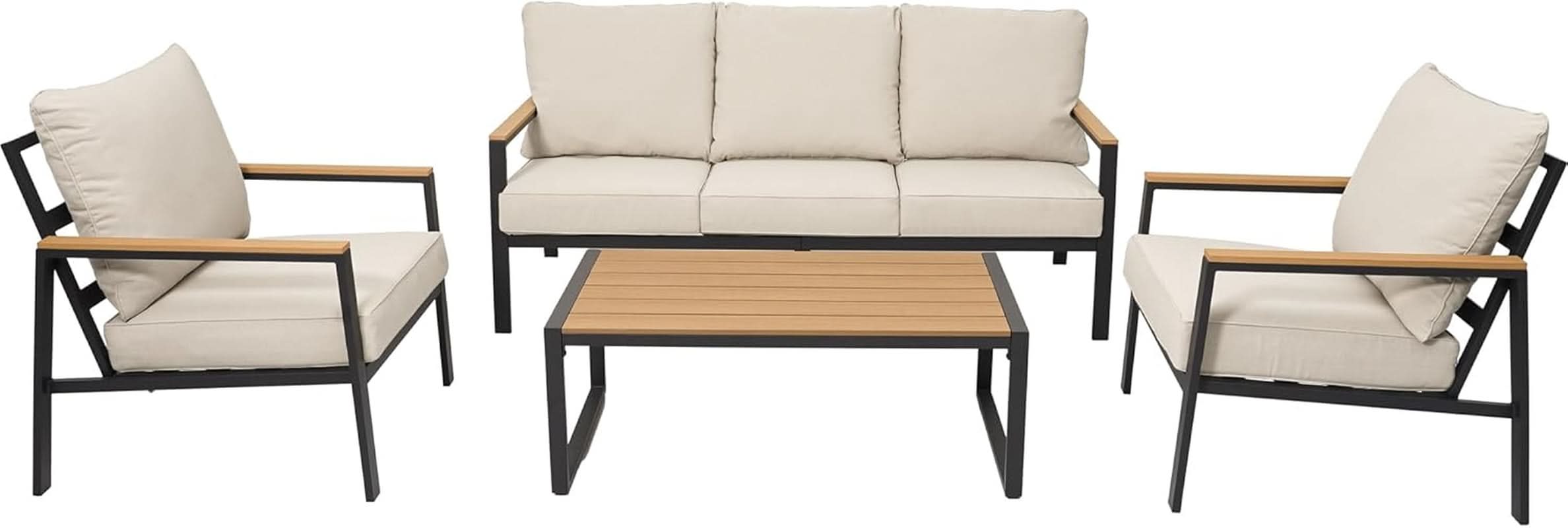 Stylish Four Piece Outdoor Patio Furniture Conversation Set