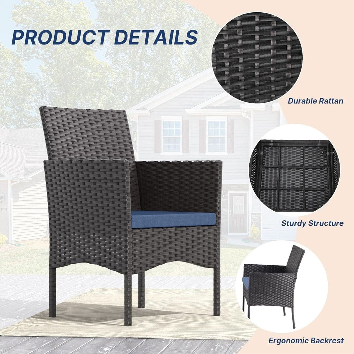 Stylish Four-Piece Outdoor Patio Furniture Set with Cushions