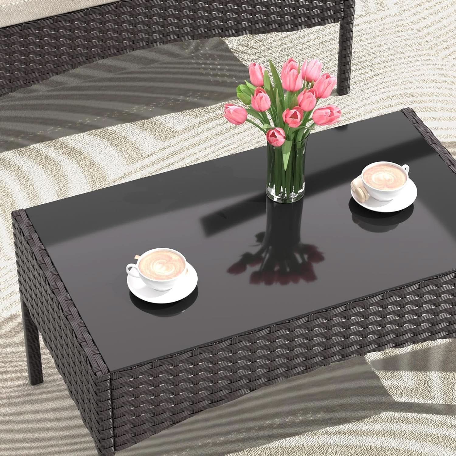 Stylish Four-Piece Outdoor Patio Furniture Set with Cushions