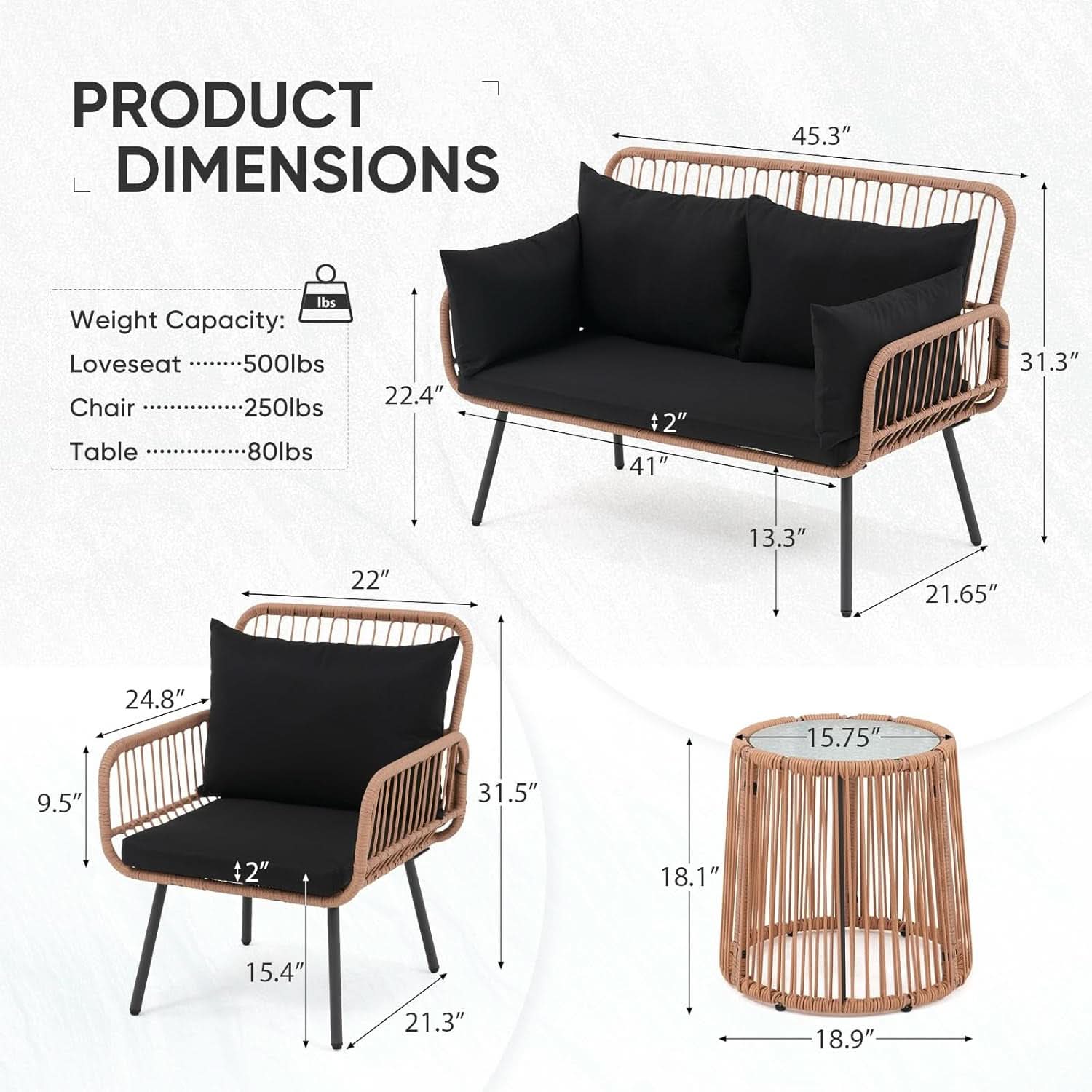 Stylish Four Piece Outdoor Wicker Patio Furniture Set