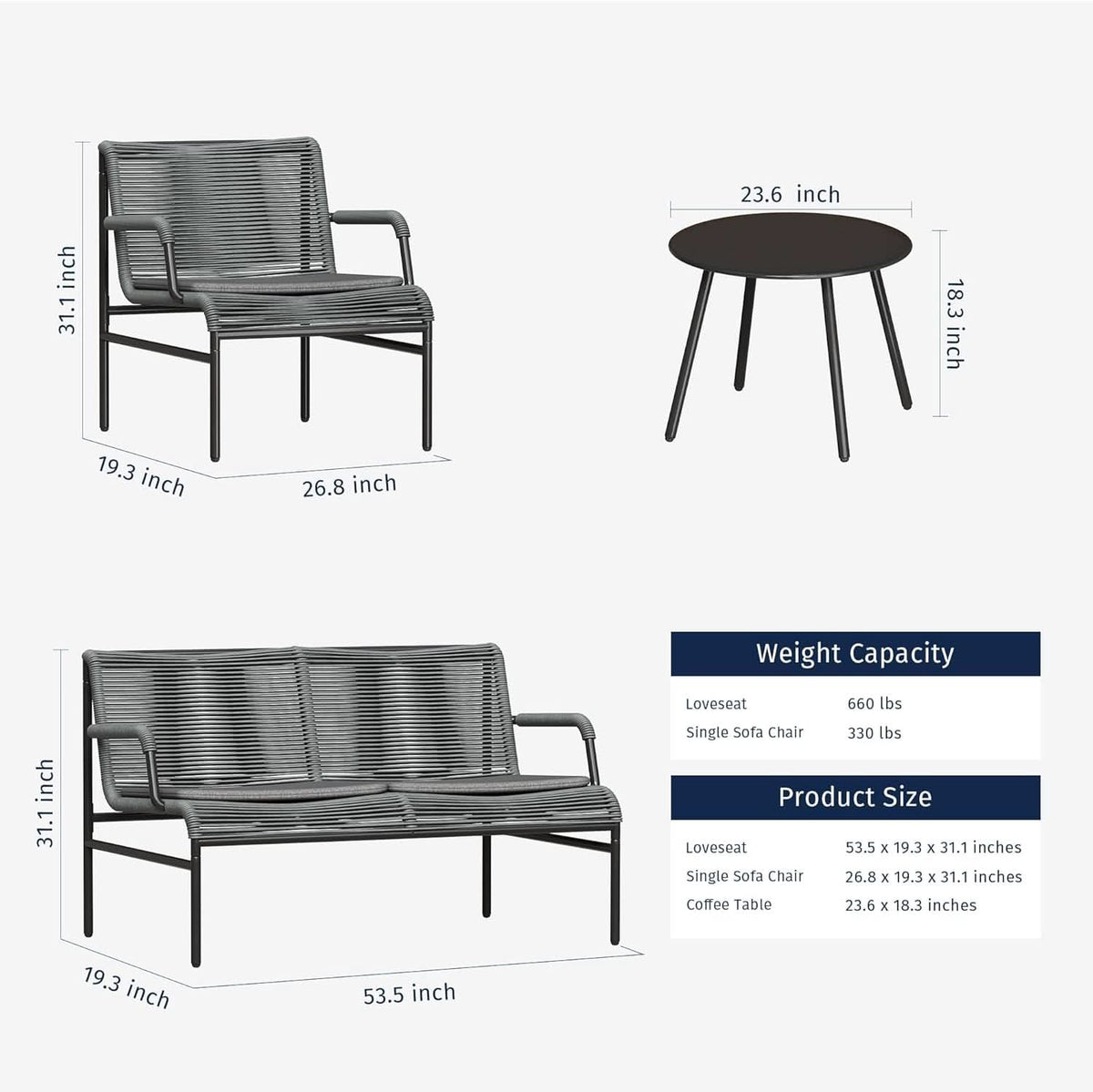 Stylish Four Piece Patio Furniture Set for Outdoor Comfort