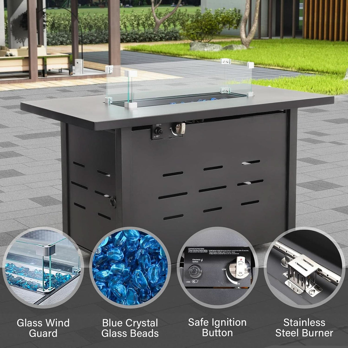 Stylish Four Piece Patio Furniture Set with Fire Pit
