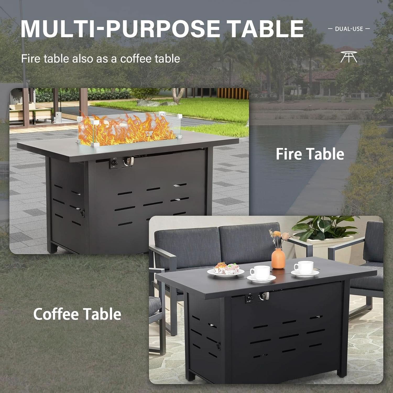 Stylish Four Piece Patio Furniture Set with Fire Pit