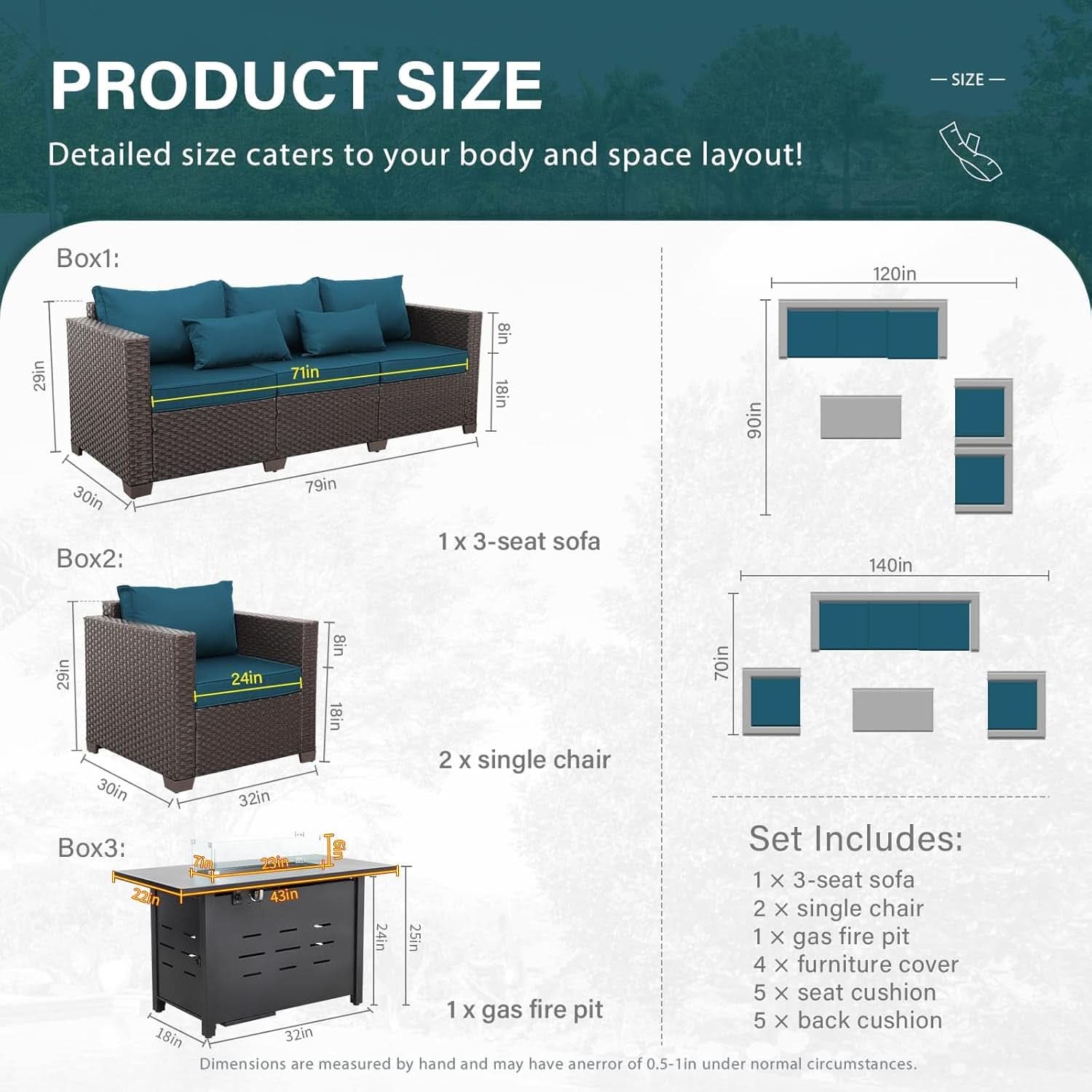 Stylish Four Piece Patio Furniture Set with Fire Pit