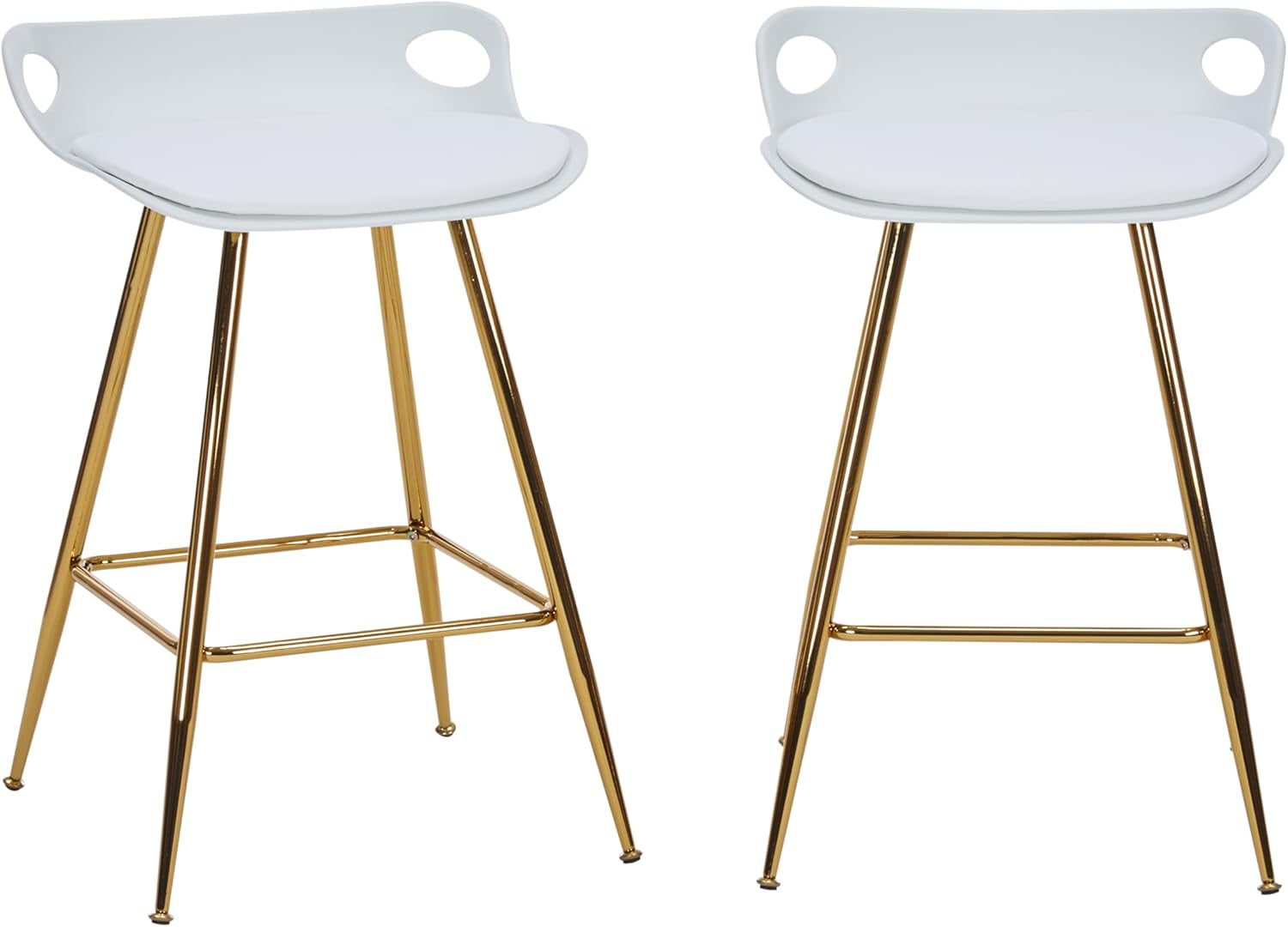 Stylish Gold Bar Stools Set of Two with Footrests