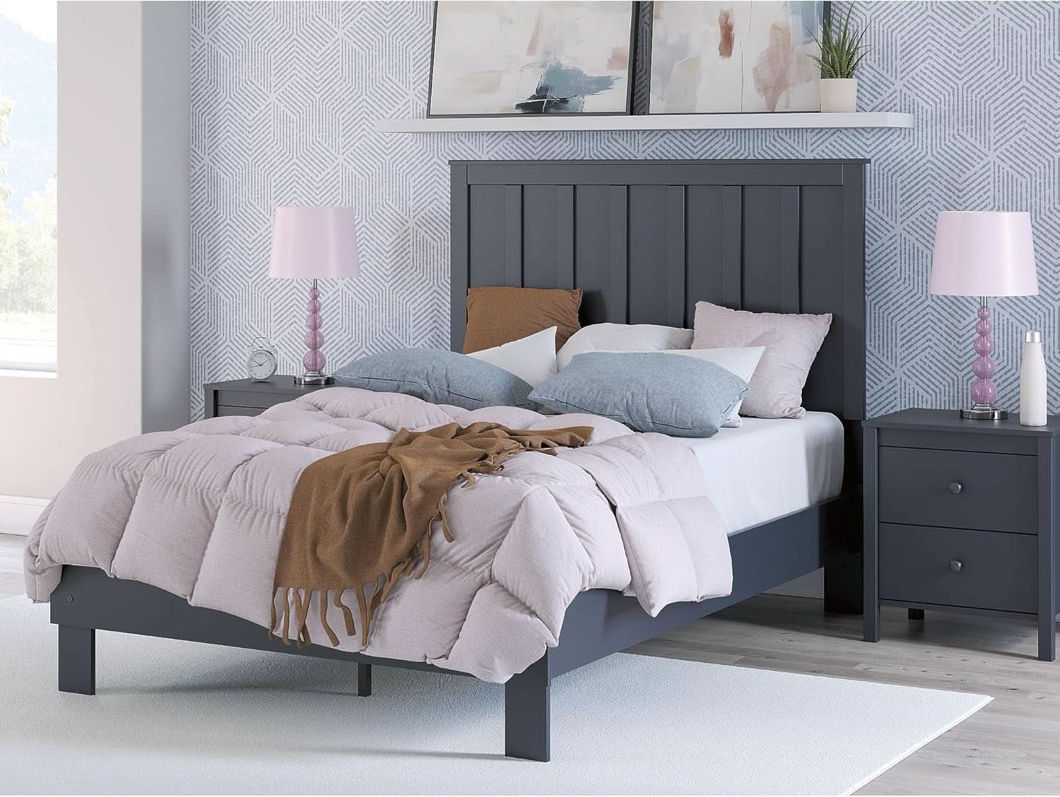 Stylish Navy Blue Full Panel Headboard for Bedrooms