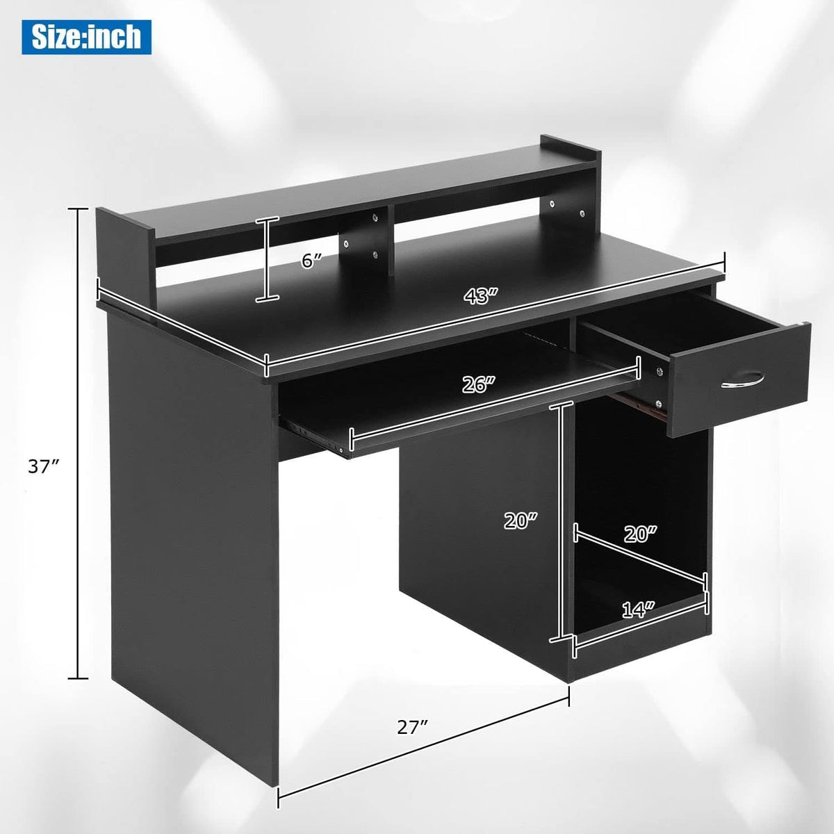Stylish Office Desk with Drawers and Keyboard Tray