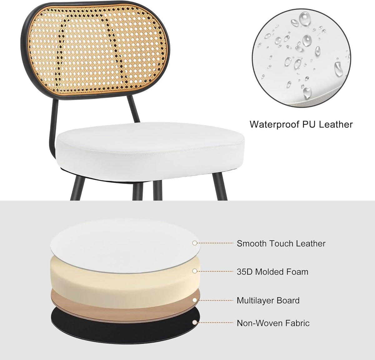 Stylish Rattan Back Bar Stools Set of Three