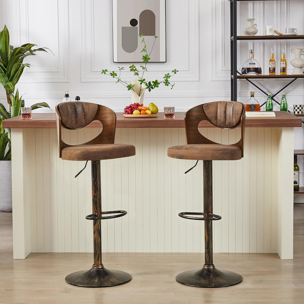 Stylish Set of Four Adjustable Height Swivel Barstools