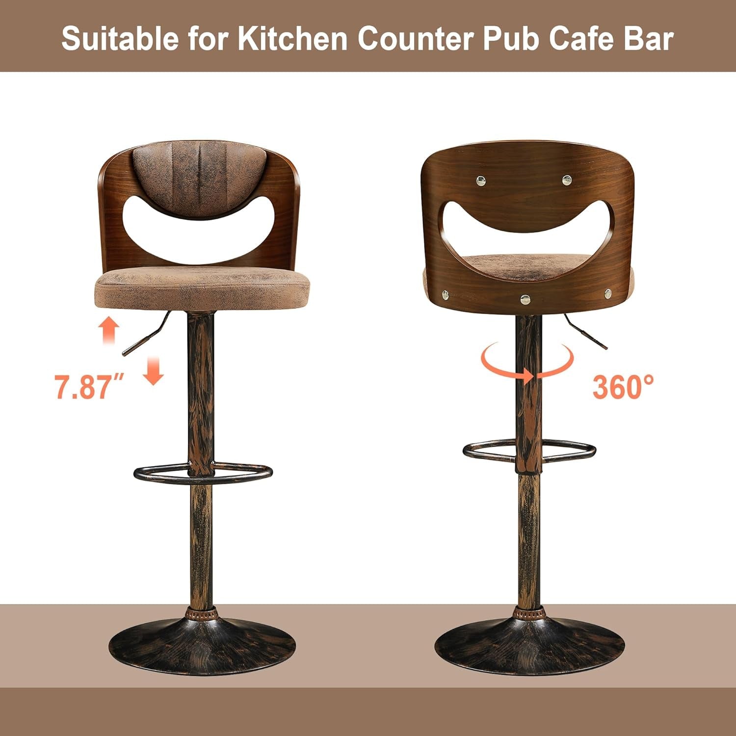 Stylish Set of Four Adjustable Height Swivel Barstools