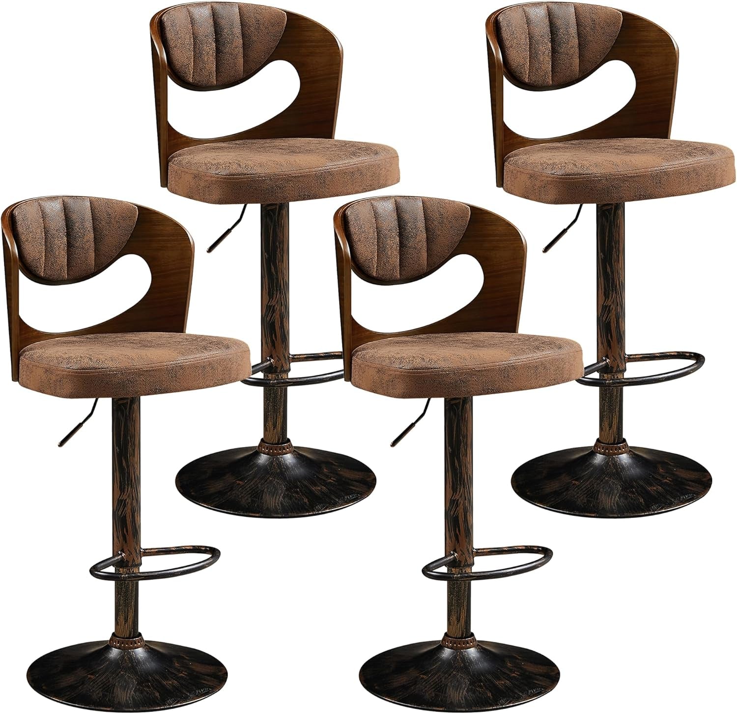 Stylish Set of Four Adjustable Height Swivel Barstools