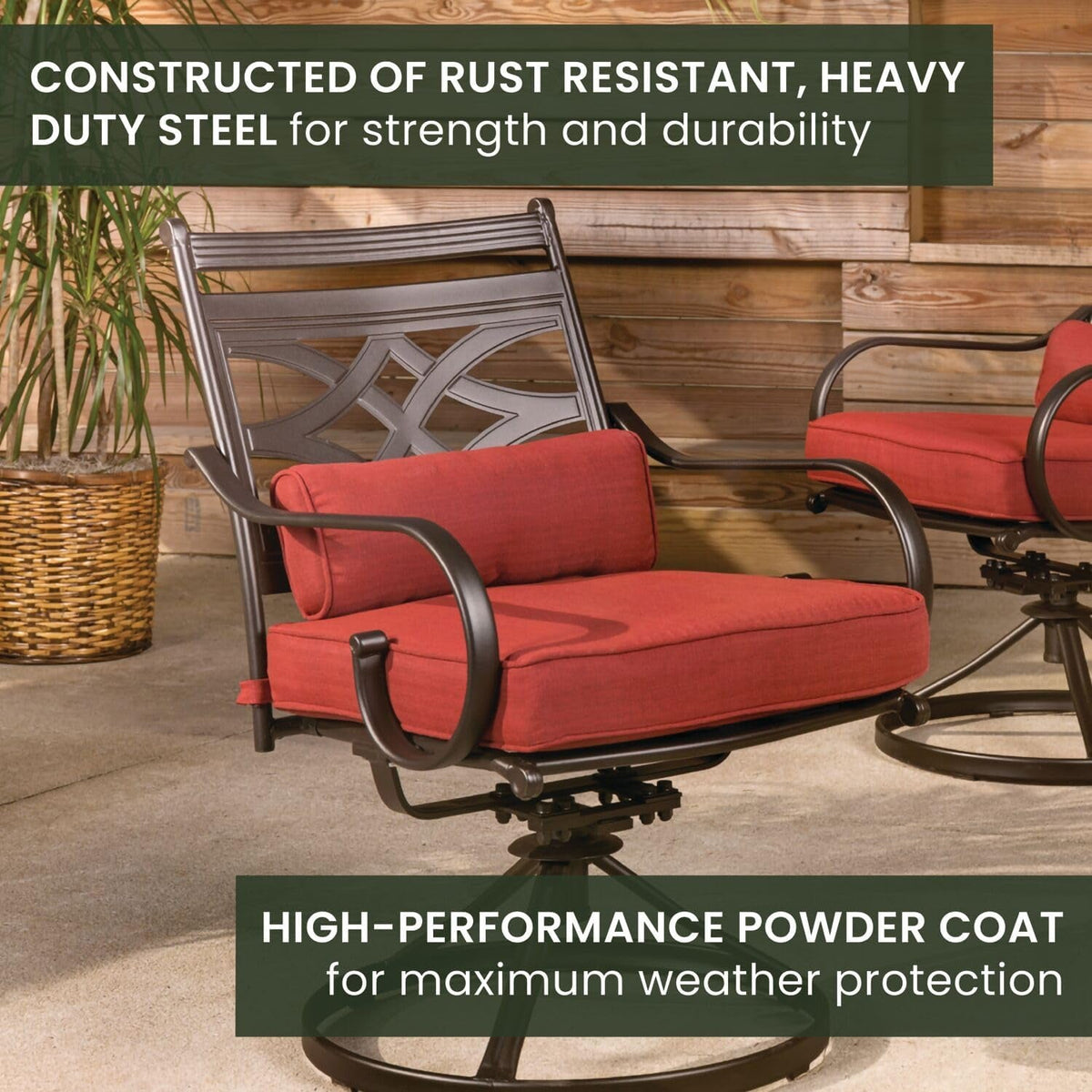 Stylish Seven Piece Outdoor Dining Set with Swivel Rockers