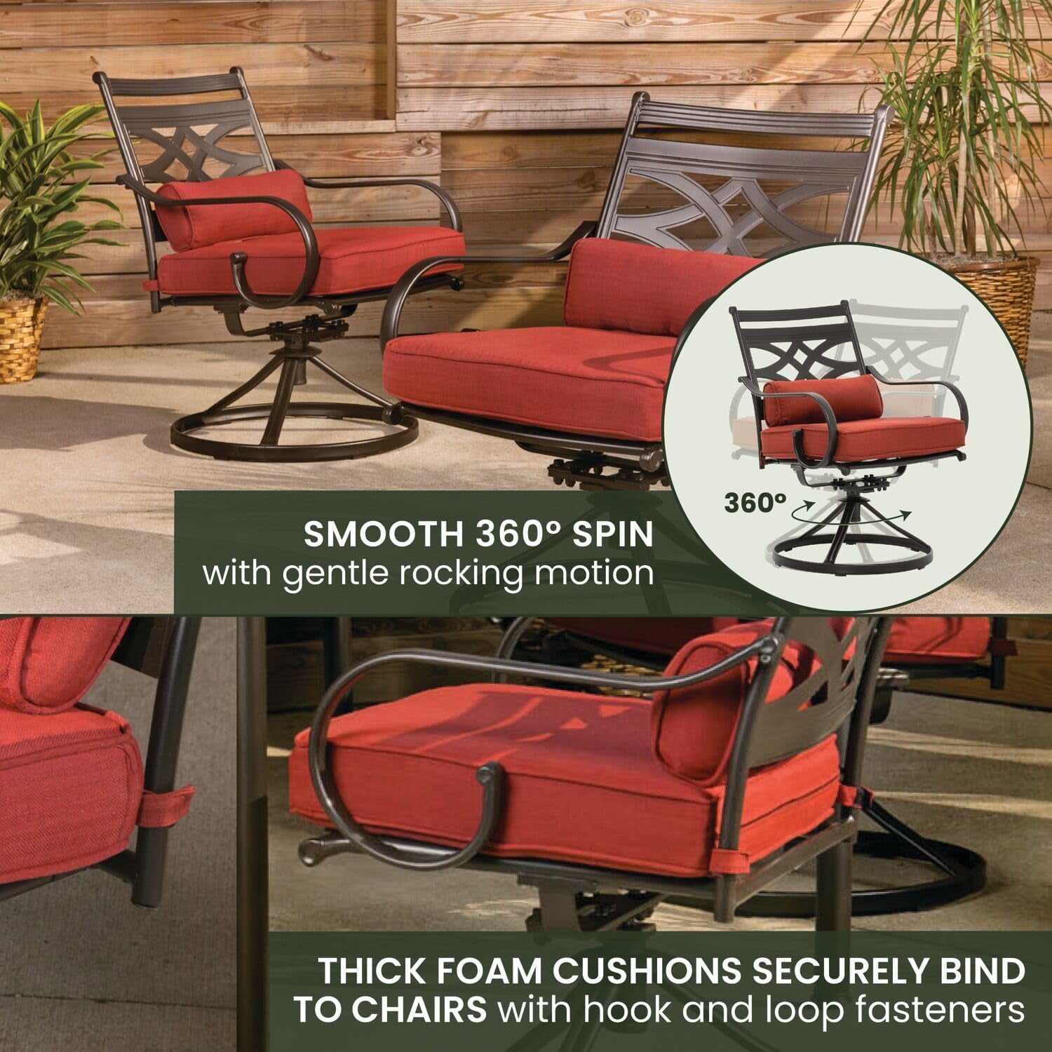 Stylish Seven Piece Outdoor Dining Set with Swivel Rockers