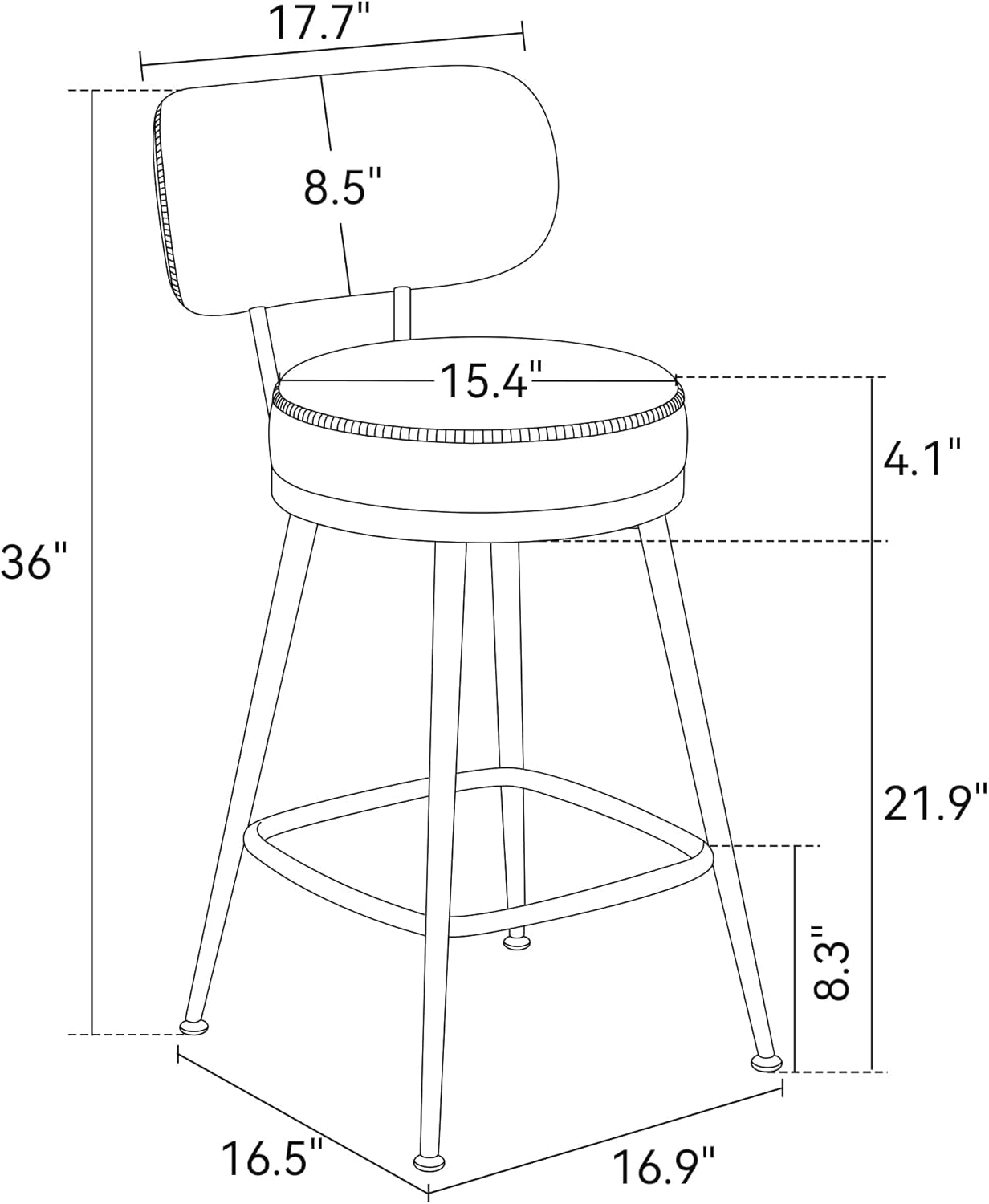 Stylish Swivel Counter Height Bar Stools Set of Two