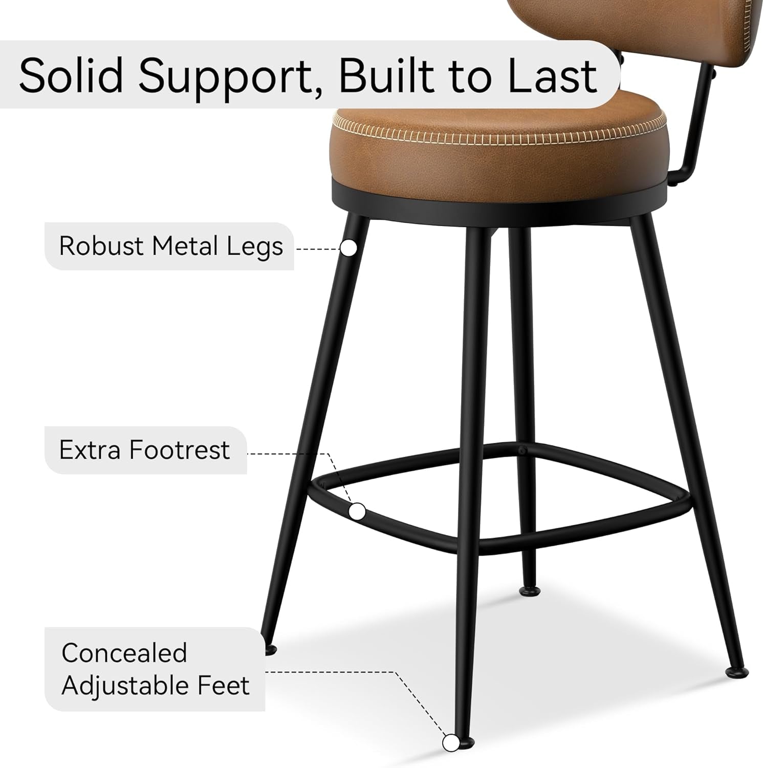 Stylish Swivel Counter Height Bar Stools Set of Two