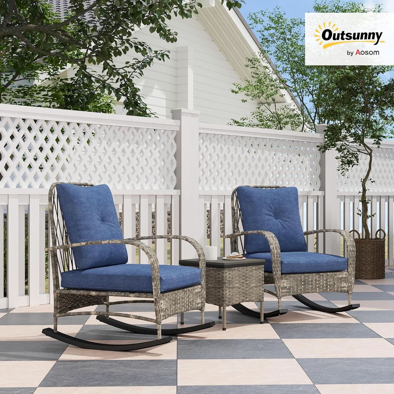 Stylish Three Piece Wicker Patio Furniture Set