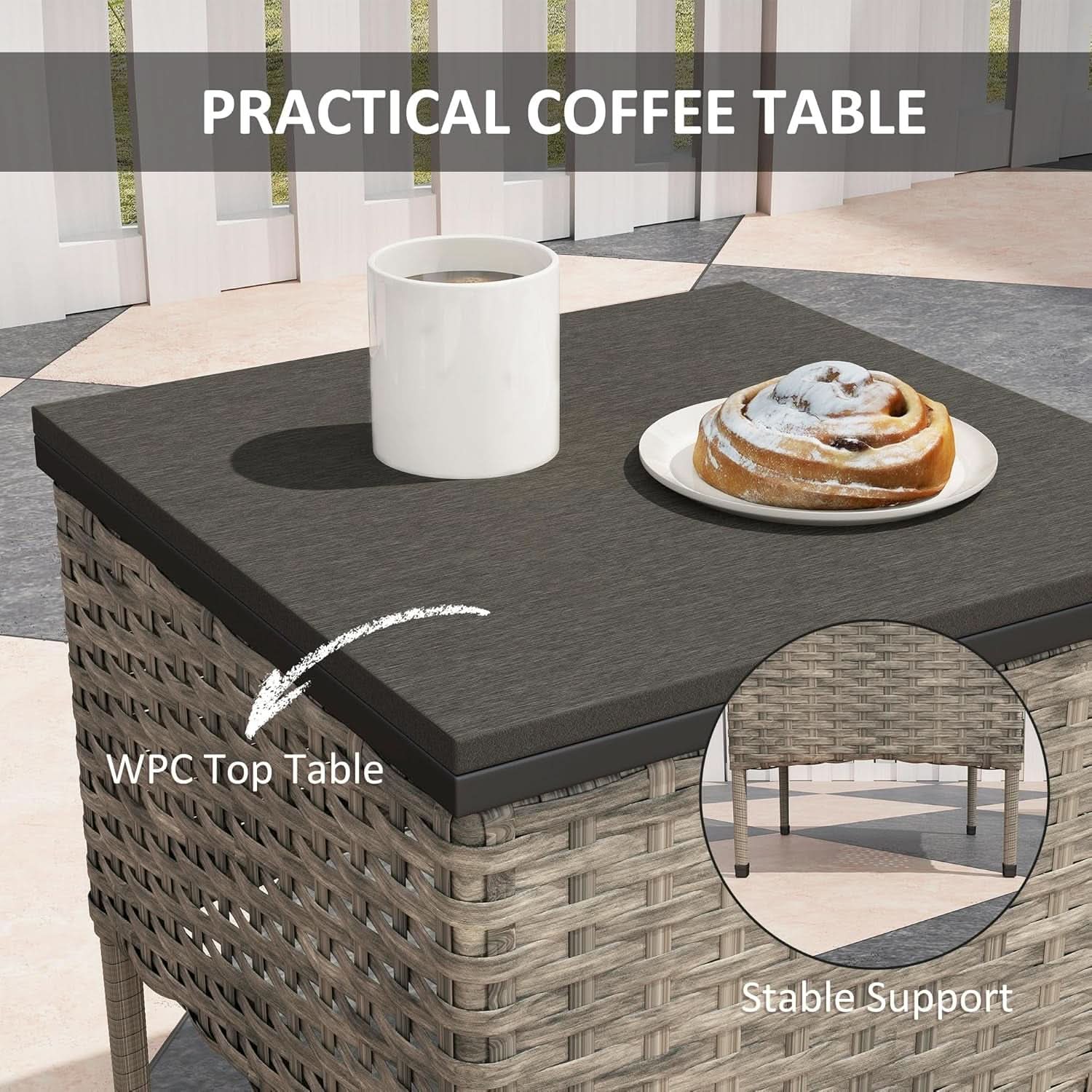 Stylish Three Piece Wicker Patio Furniture Set