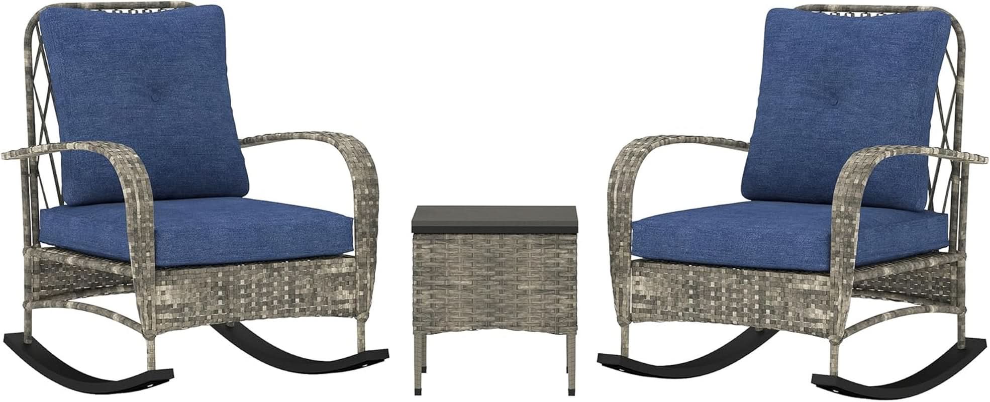 Stylish Three Piece Wicker Patio Furniture Set
