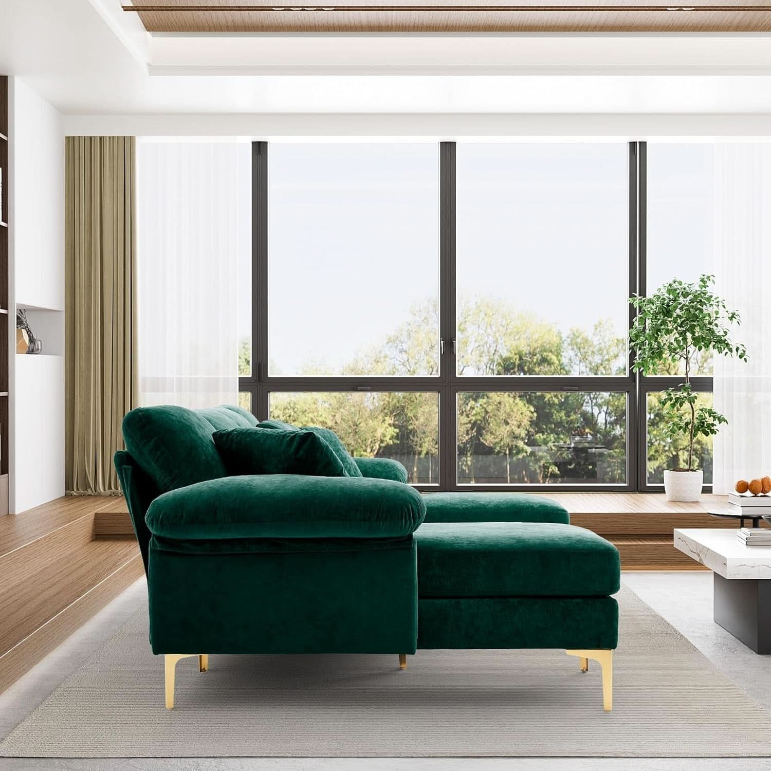 Stylish U Shaped Sectional Sofa Couch with Ottoman