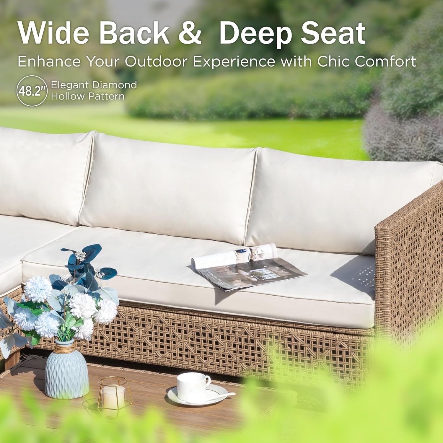 Stylish Wicker Patio Conversation Set with Coffee Table