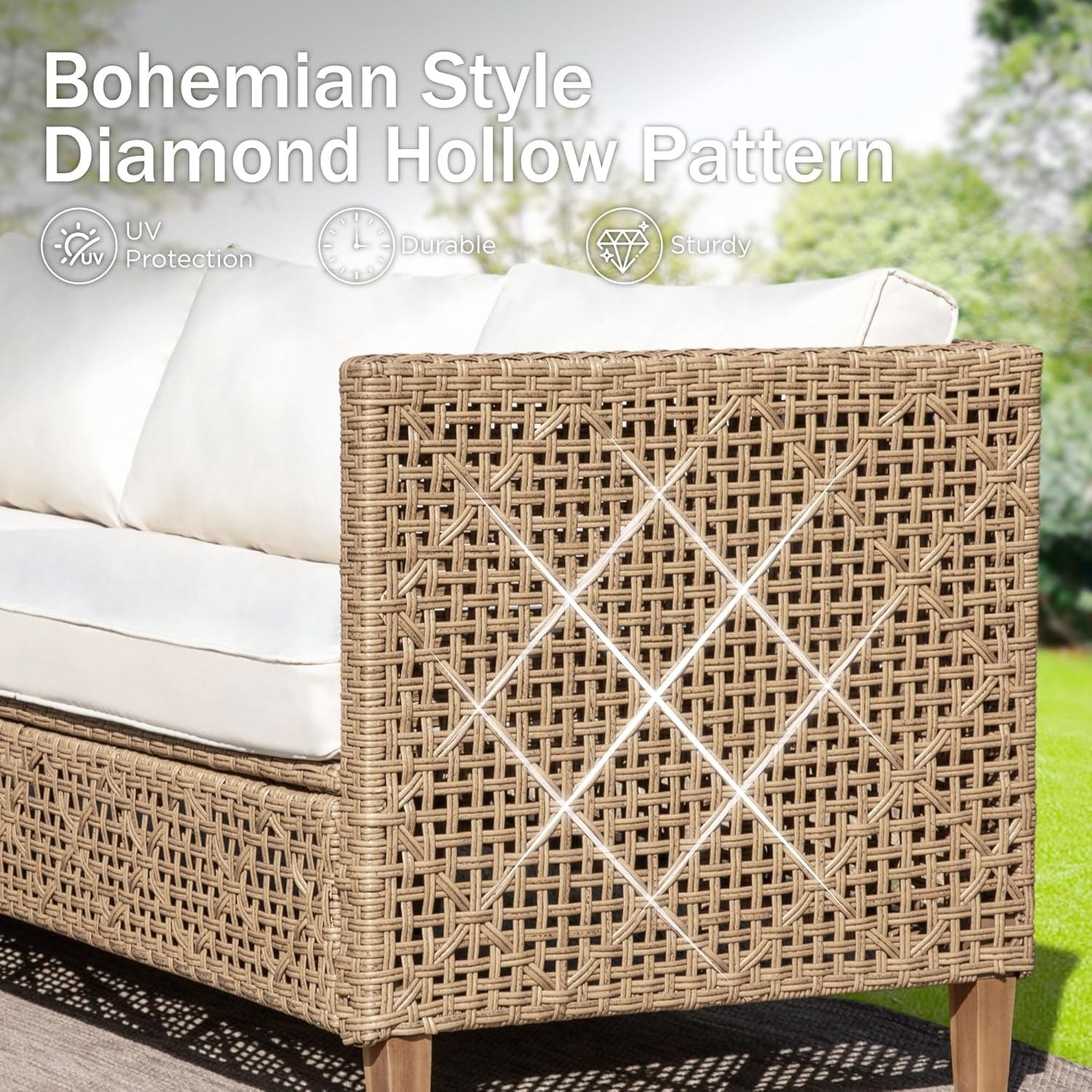 Stylish Wicker Patio Conversation Set with Coffee Table