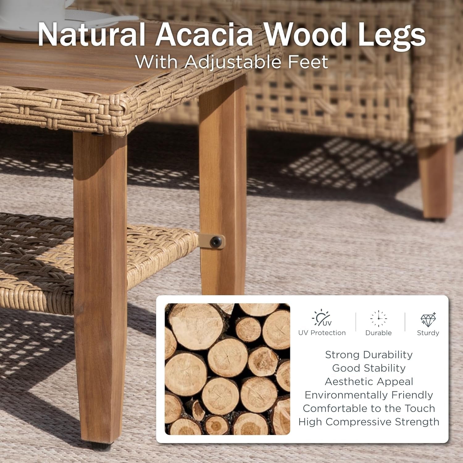 Stylish Wicker Patio Conversation Set with Coffee Table