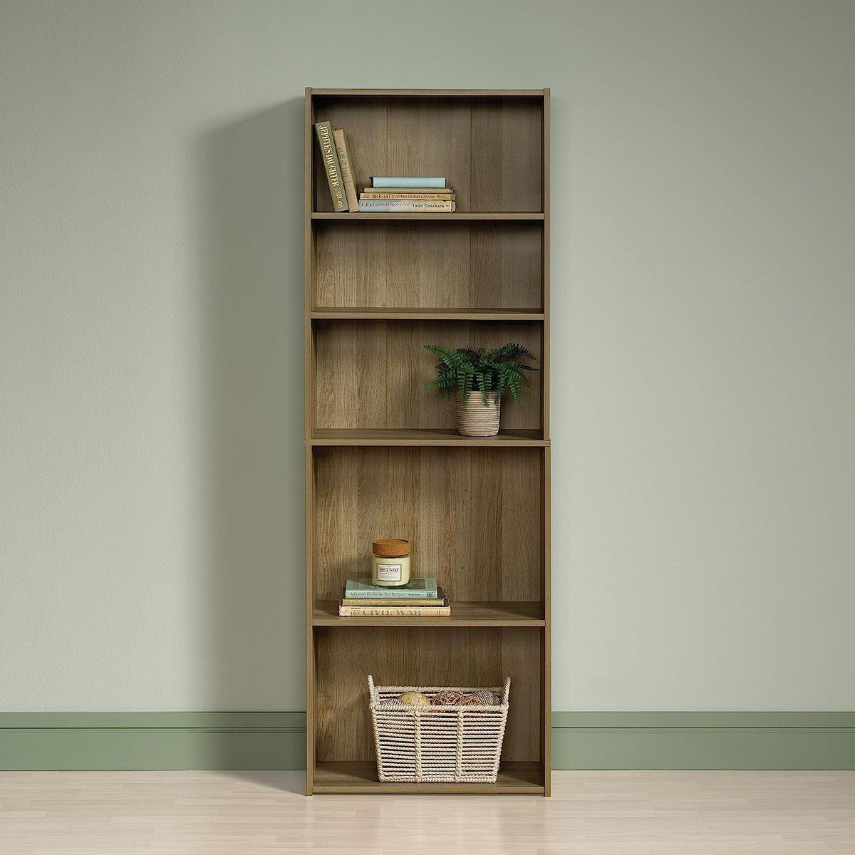 Summer Oak 5 Shelf Bookcase Engineered Wood Home Office
