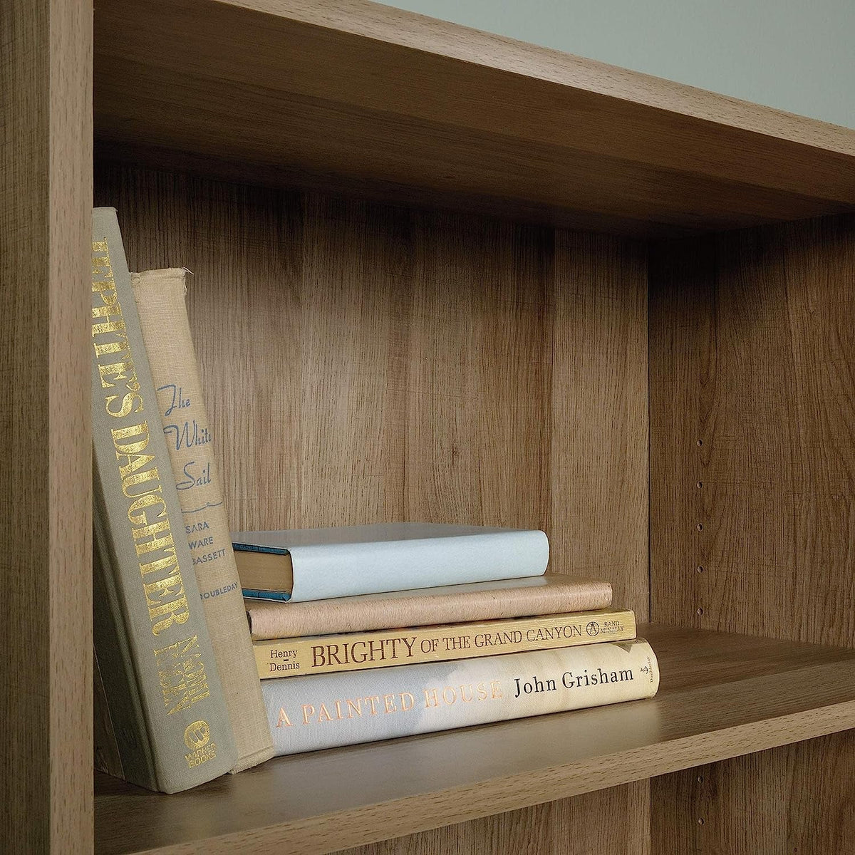 Summer Oak 5 Shelf Bookcase Engineered Wood Home Office