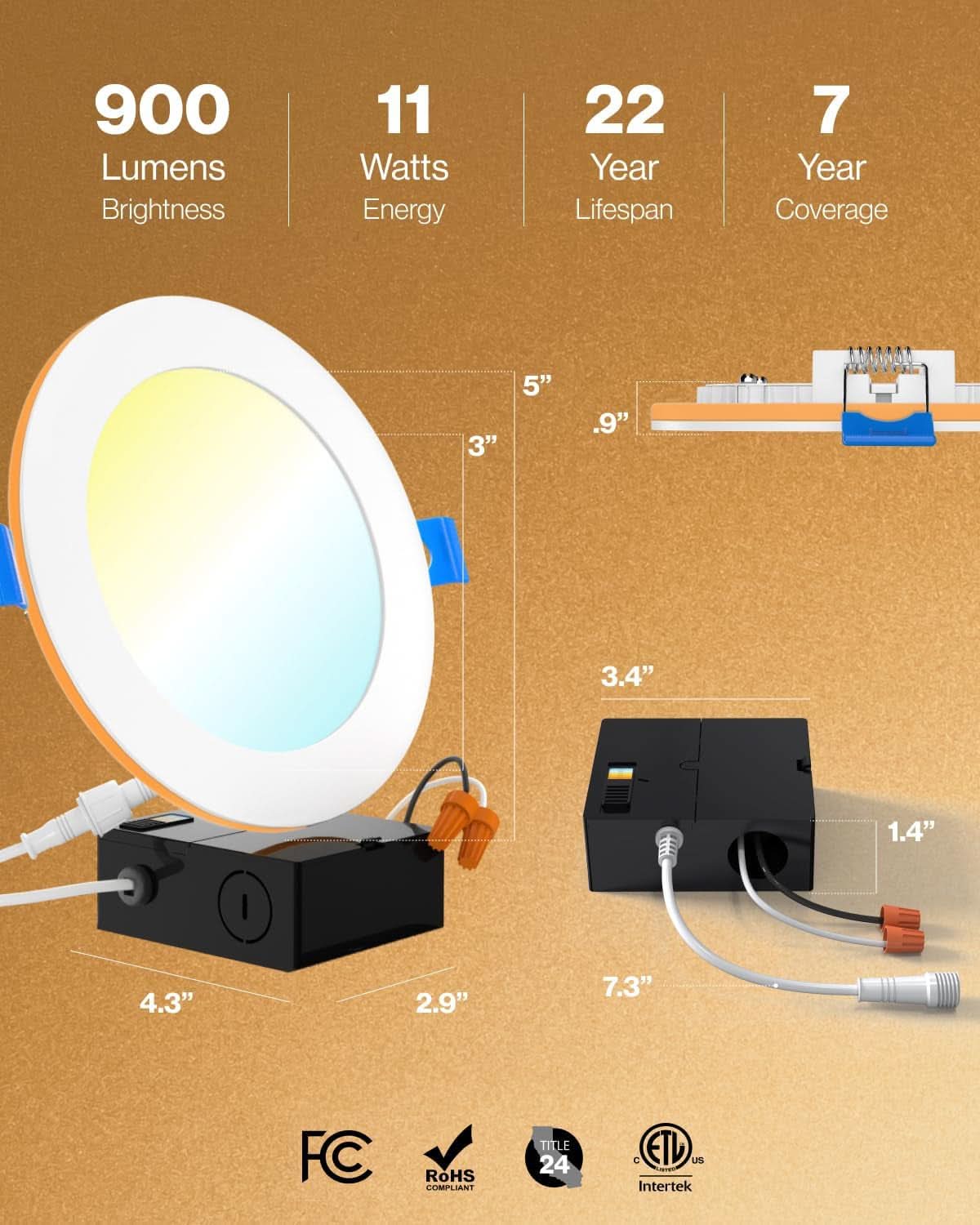 Sunco 24-Pack 4 Inch Ultra Thin LED Recessed Ceiling Lights