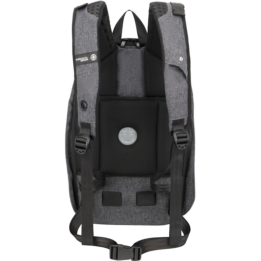 Swissdigital Design COSMO 3.0 Massage SD1514M Carrying Case (Backpack) for 15.6" to 16" Apple, Amazon iPhone iPad Notebook, MacBook Pro, Accessories, Tablet, Cell Phone, Smartphone - Gray