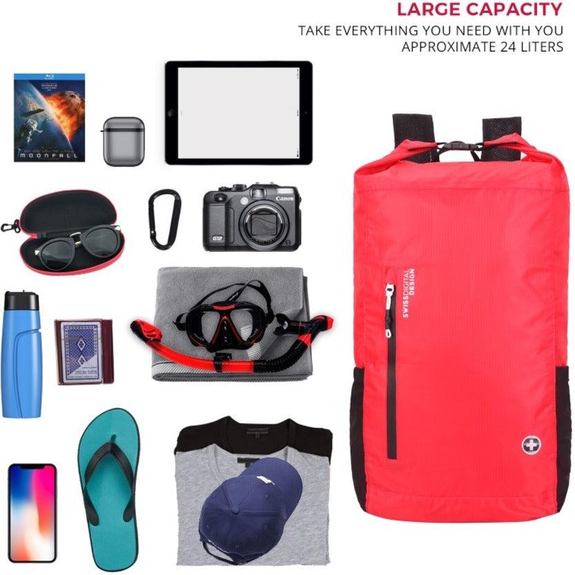 Swissdigital Design Goose SD1594-42 Carrying Case (Backpack) for 16" Apple iPad Notebook, Tablet, Accessories, MacBook Pro, Cell Phone - Red