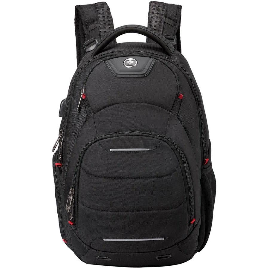 Swissdigital Design NEPTUNE SV MASSAGE SD1003M-V1 Carrying Case (Backpack) for 15.6" to 16" Apple, Amazon iPhone iPad Notebook, MacBook Pro, Tablet, Smartphone, Accessories, Cell Phone, Travel, College - Black