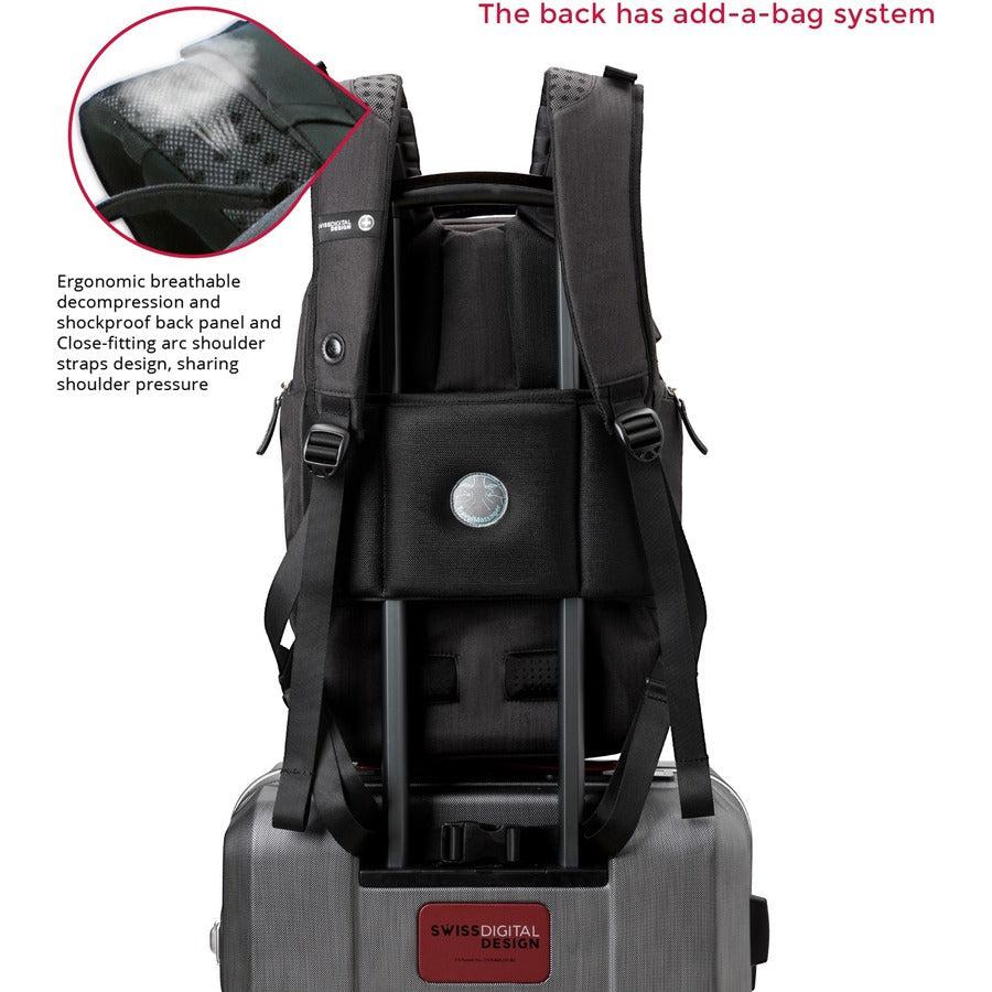 Swissdigital Design PEARL SD1005M-01 Carrying Case (Backpack) for 15.6" to 16" Apple Notebook, Accessories - Black