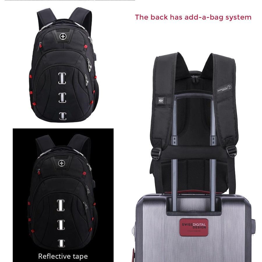 Swissdigital Design Pixel SD-857 Carrying Case (Backpack) for 15.6" to 16" Apple iPhone iPad Notebook, MacBook Pro - Black