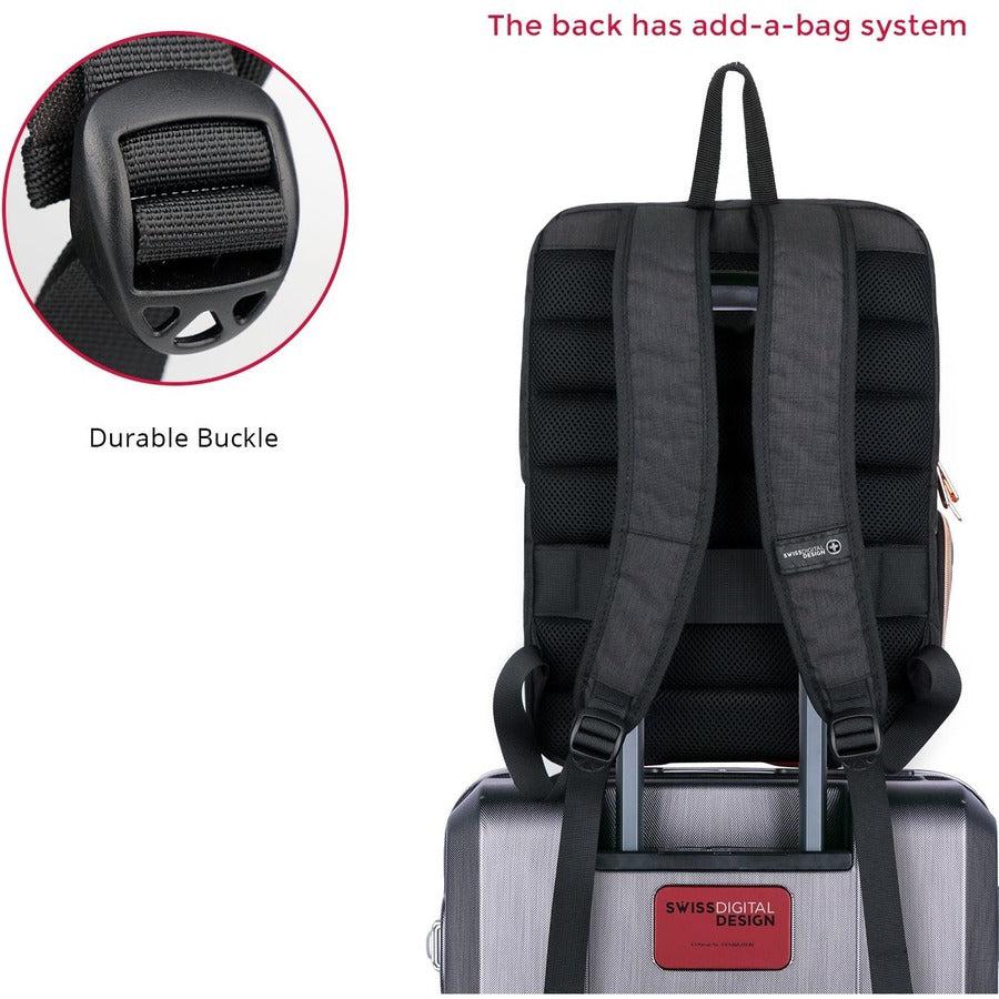 Swissdigital Design SD1006-01 Carrying Case (Backpack) for 15.6" to 16" Apple, Amazon Notebook, MacBook Pro - Black