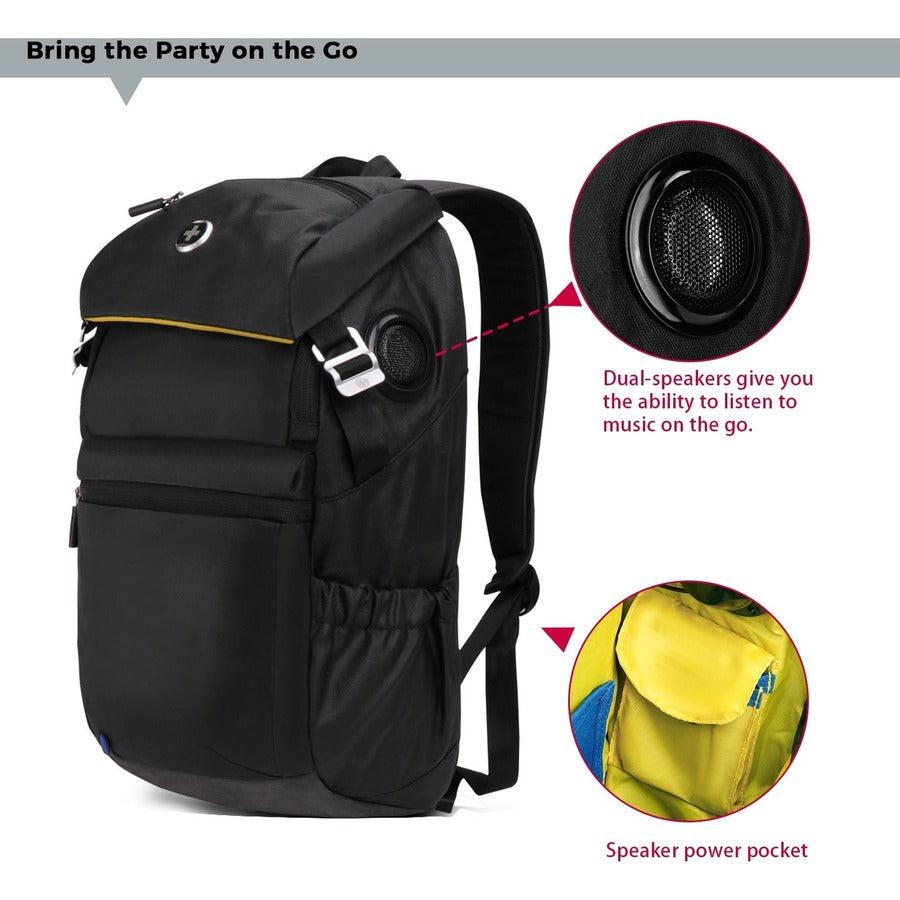 Swissdigital Design Soundbyte SD-03B Carrying Case (Backpack) for 13.5" to 14" iPad Notebook, MacBook Pro - Black