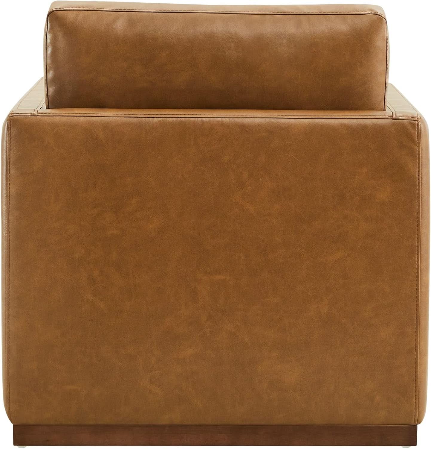 Swivel Accent Chair FauxLeather SaddleBrown Armchair LivingRoom