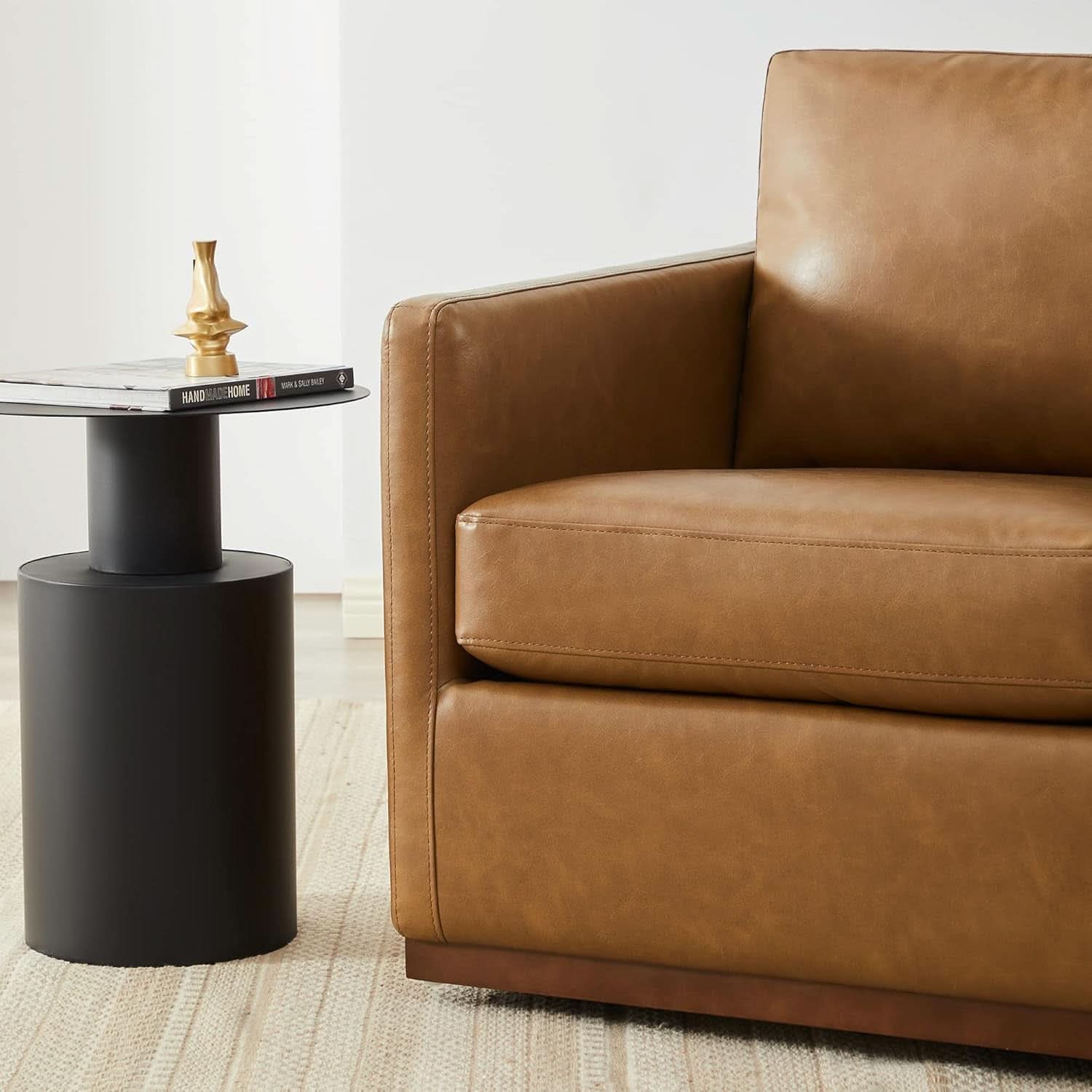 Swivel Accent Chair FauxLeather SaddleBrown Armchair LivingRoom