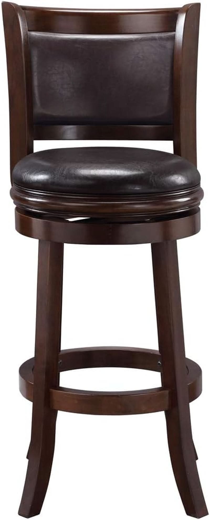 Swivel Bar Stool 29 Inch Cappuccino Faux Leather Upholstery