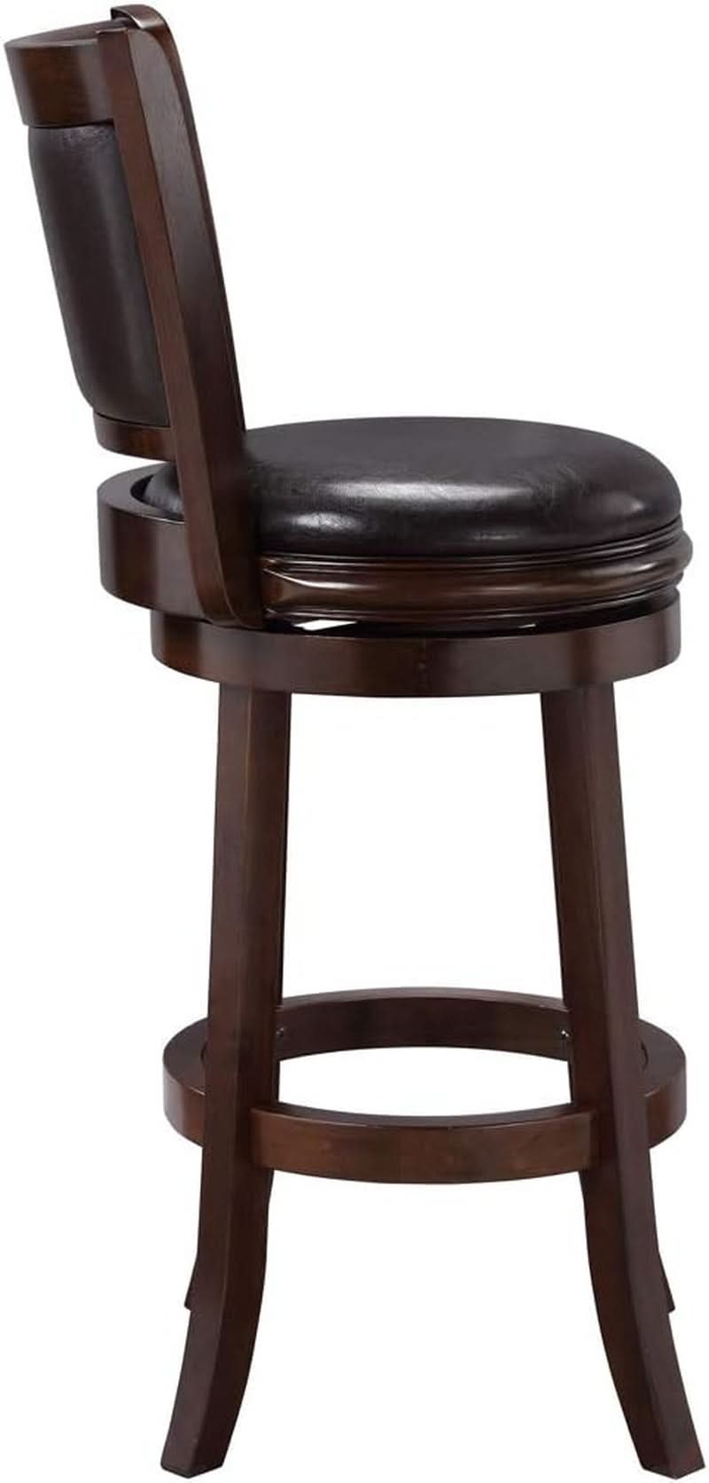 Swivel Bar Stool 29 Inch Cappuccino Faux Leather Upholstery