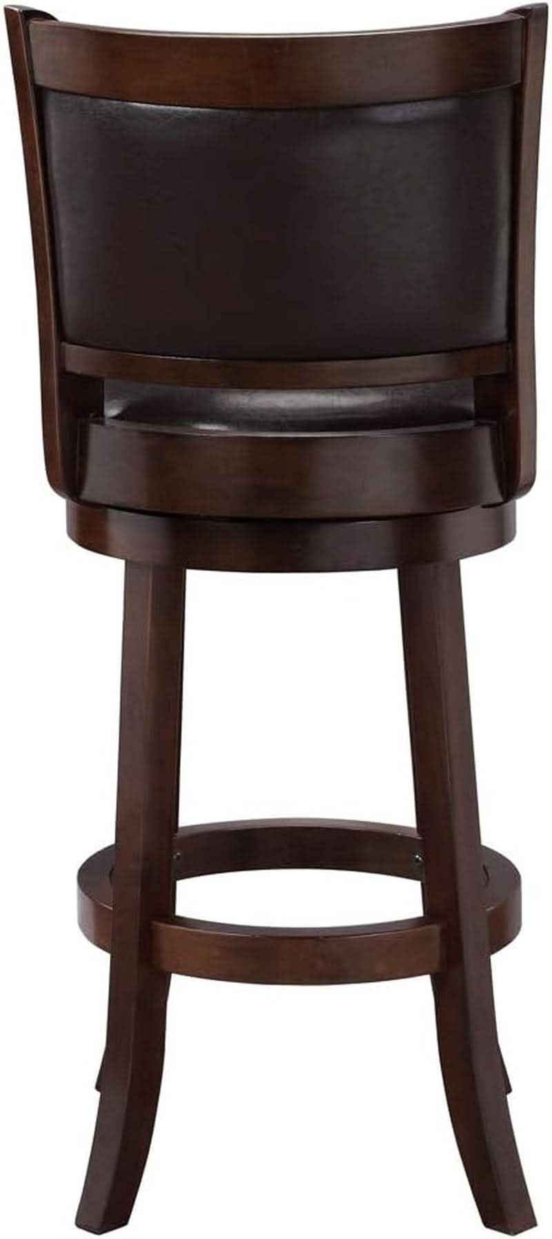Swivel Bar Stool 29 Inch Cappuccino Faux Leather Upholstery