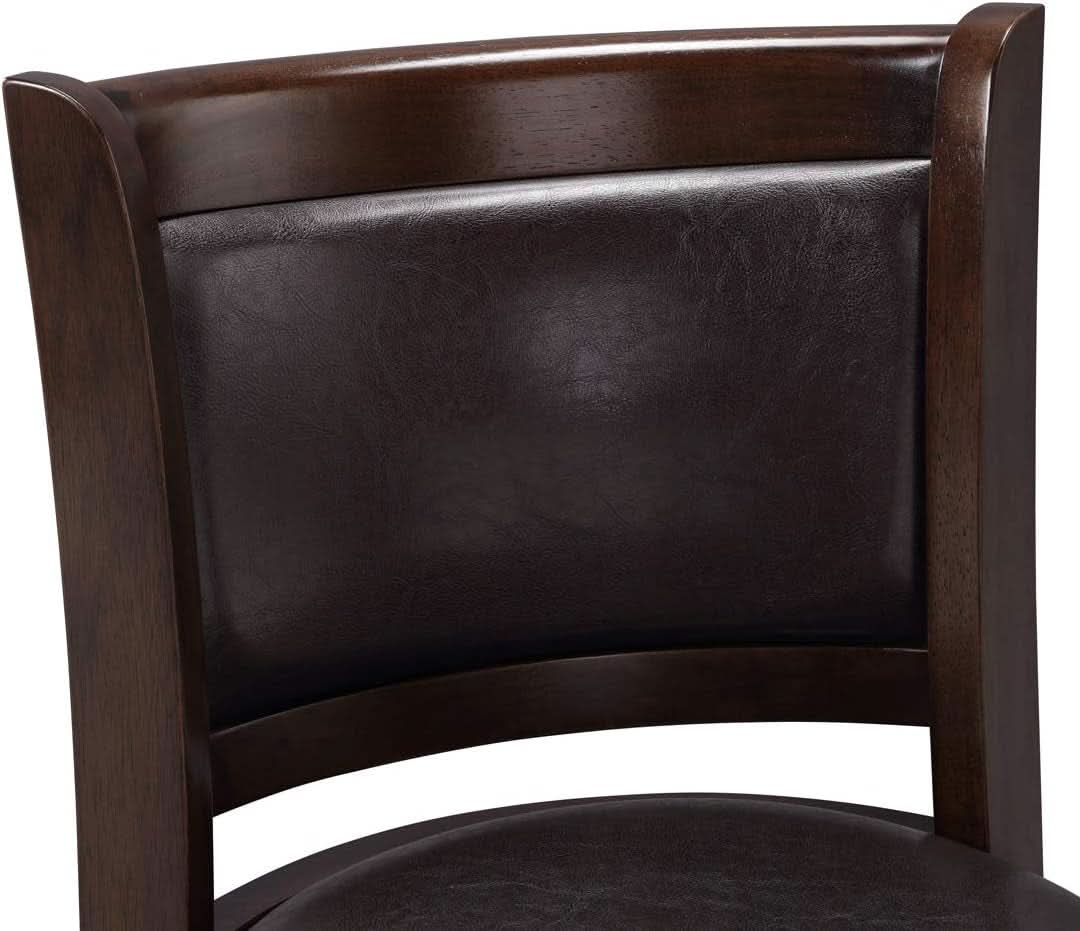 Swivel Bar Stool 29 Inch Cappuccino Faux Leather Upholstery