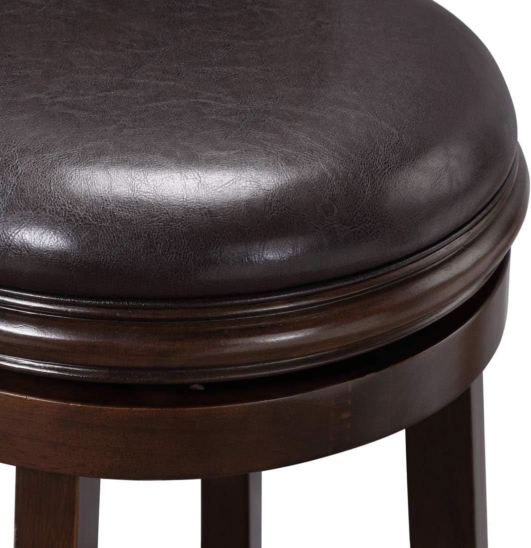 Swivel Bar Stool 29 Inch Cappuccino Faux Leather Upholstery