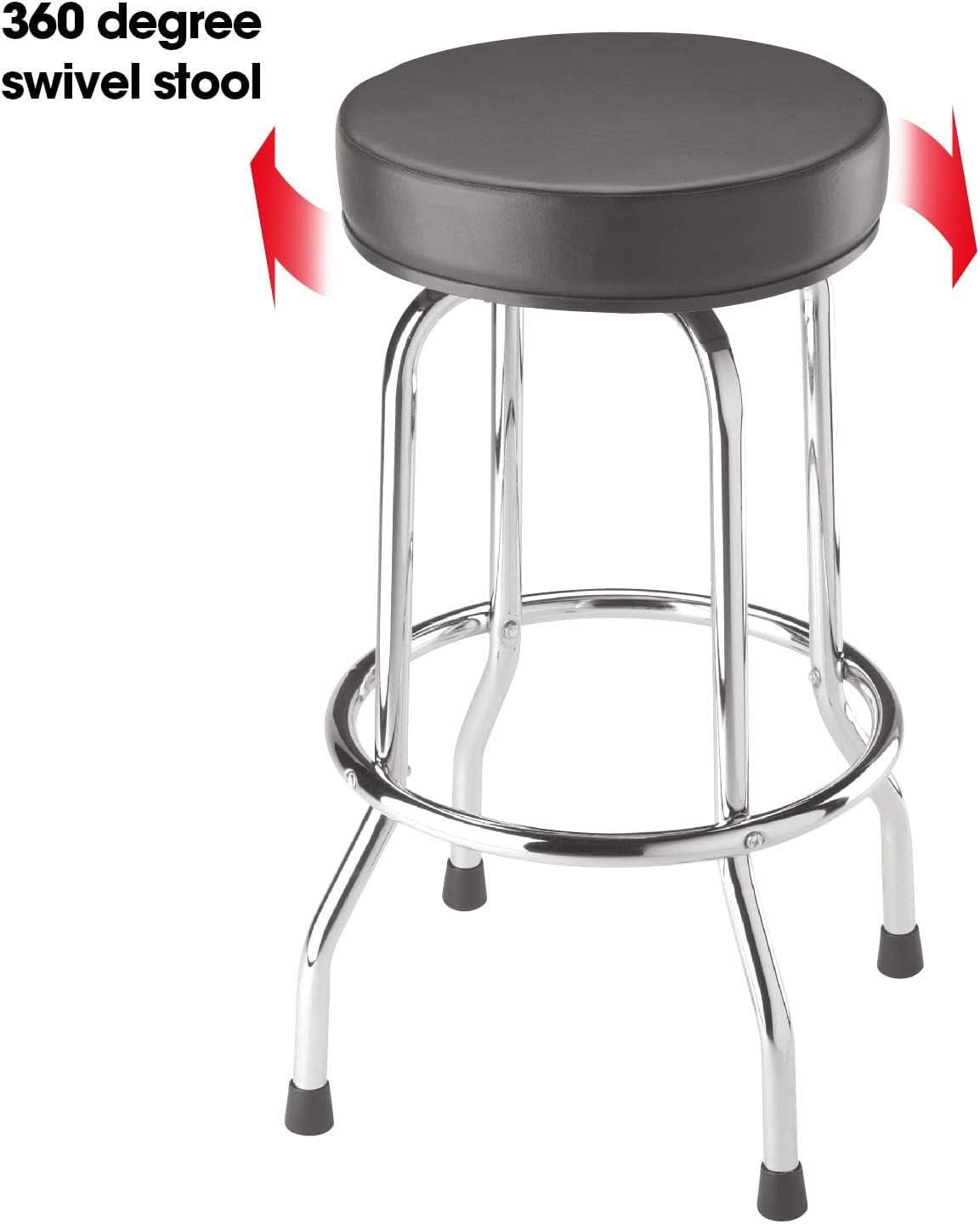 Swivel Bar Stool Padded Black For Garage And Home Use
