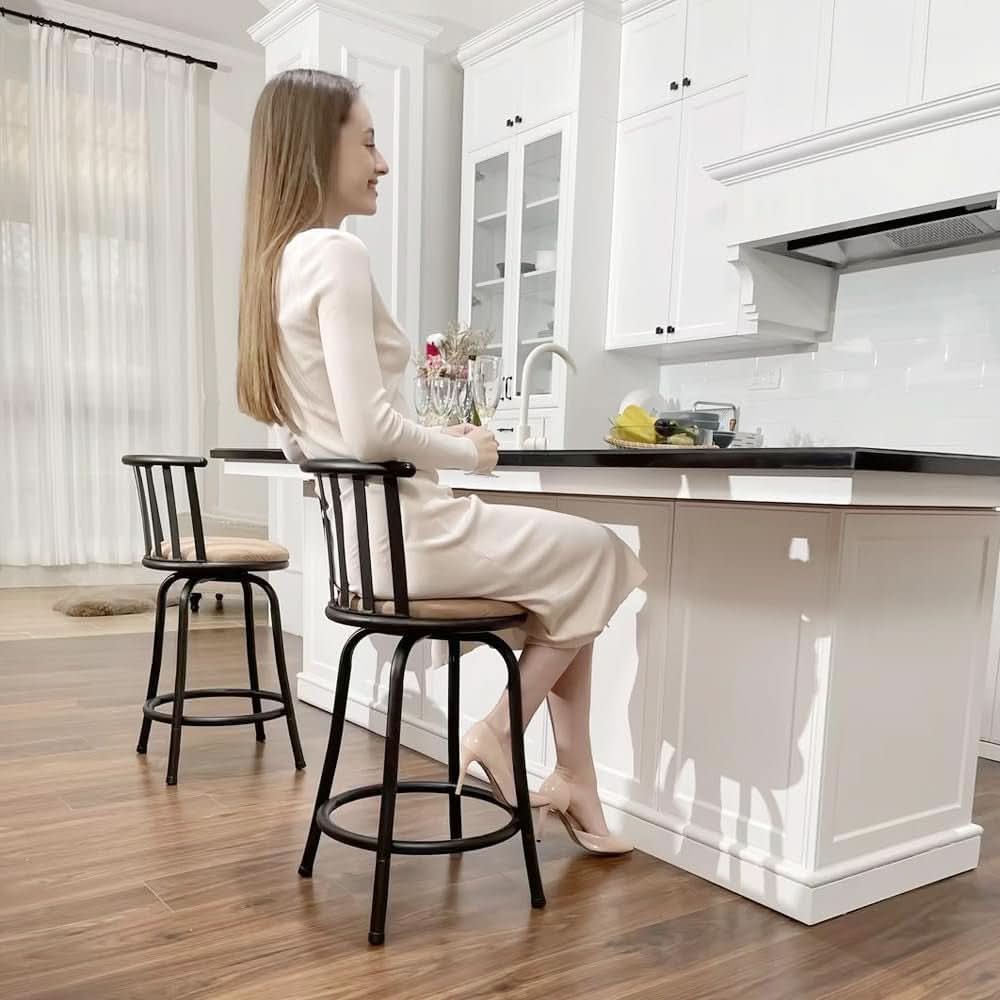 Swivel Bar Stools Set 3 Adjustable 24 To 29 Inches Brown