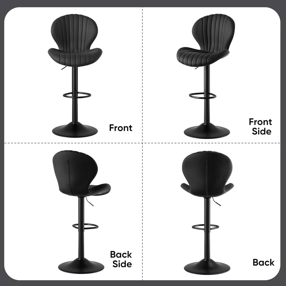 Swivel Bar Stools Set Of 3, Counter Height, Black Finish