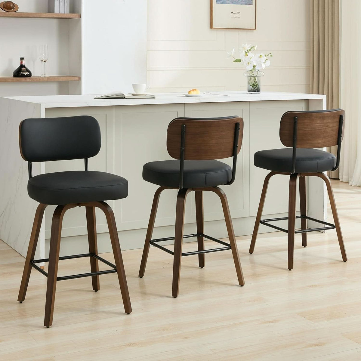 Swivel Bar Stools Set Of 4 26 Inch Counter Height Black